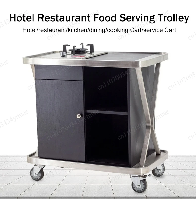 Multifunctional Mobile Catering Cart Stainless Steel Service Trolley for Hotel Restaurant