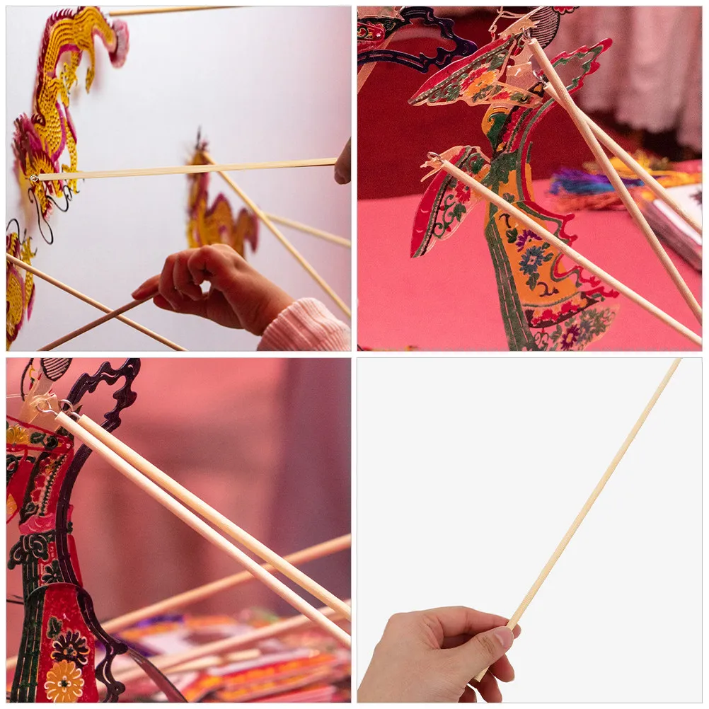 10Pcs Hand Puppet Control Rods Solid Wood DIY Wooden Manipulation Sticks for Shadow Puppetry Puppet Performance