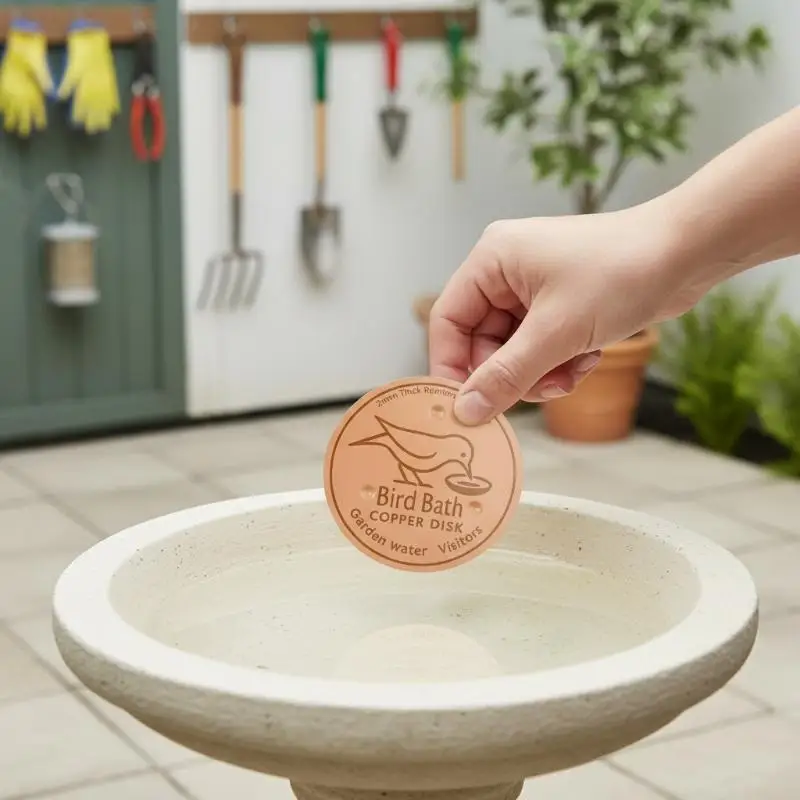 Copper Bird Bath Cleaner Disc Algae Prevention Physical Water Purifier Fits Most Standard Bird Water Feeder Garden Use