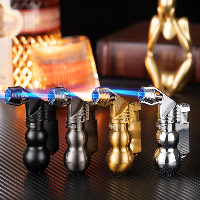 Mini Metal Windproof Powerful Ignition Butane Gas Blue Flame Turbine Jet Lighter Kitchen Cooking Camping Tools