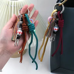 Y2K Multi-Color Rope Bag Decorations Keychains Tassels Beaded Bag Pendant Charms Versatile Rainbow Rope Phone Hanging Cord 2024