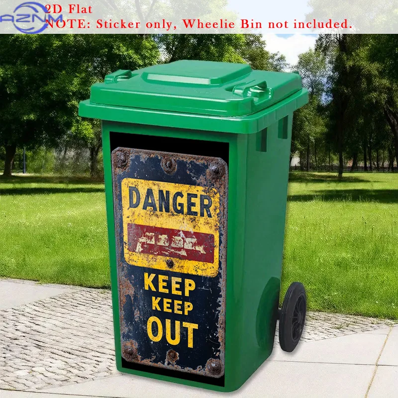 2D Flat 1pc Keep Out Wall Art Trash Bin Stickers, Hazard Warning Removable Self-Adhesive Trash Bin Wallpaper, Caution Message