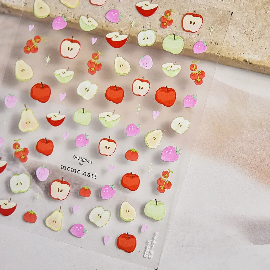 5D Pudding-Gelee-Dessert-Frucht-Kirsch-Rosa-Klauenabdruck-Schleifenknoten-Liebesherz-Sterne-Nagelkunst-Aufkleber, selbstklebende Maniküre-Dekoration – Detail 28