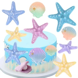Mermaid Cake Decoration Under The Sea Theme Birthday Shell Starfish Cake Toppers For Kids Ocean Birthday Baby Shower Party Decor