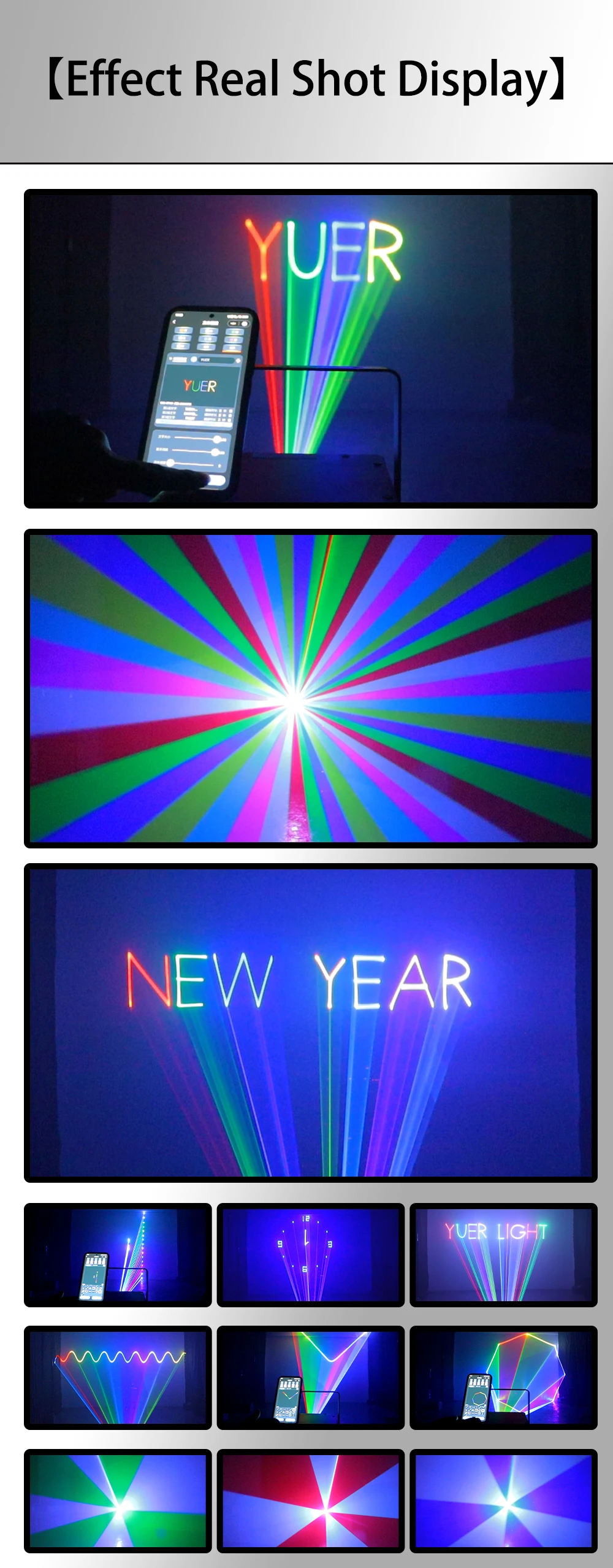 YUER Bluetooth App 3W 5W 6W RGB Animation Laser Licht Scanner Projektor Bühne Licht DJ Disco bar Club Party Hochzeit Weihnachten – Detail 8