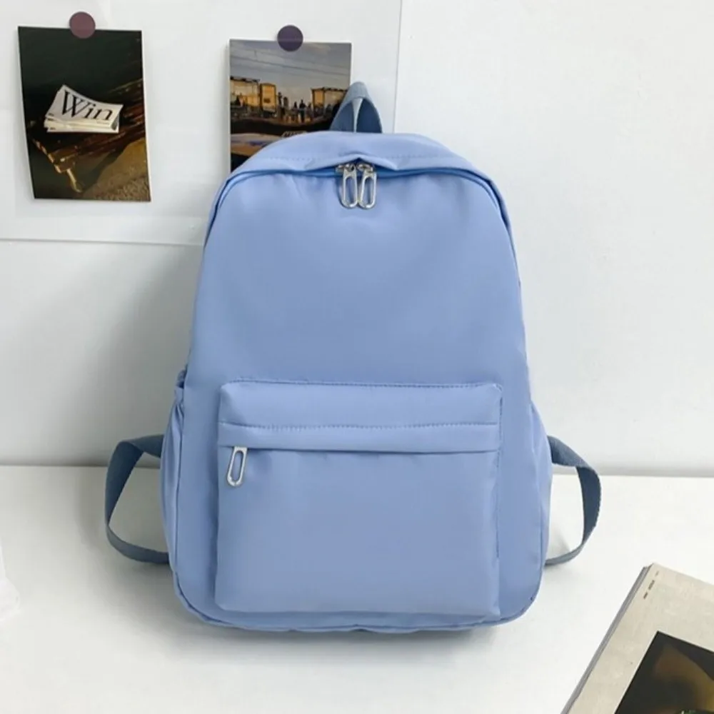 

Minimalist Design Korean Style Backpack Lightweight Waterproof Nylon Large Capacity Backpack Solid Color Simple Style