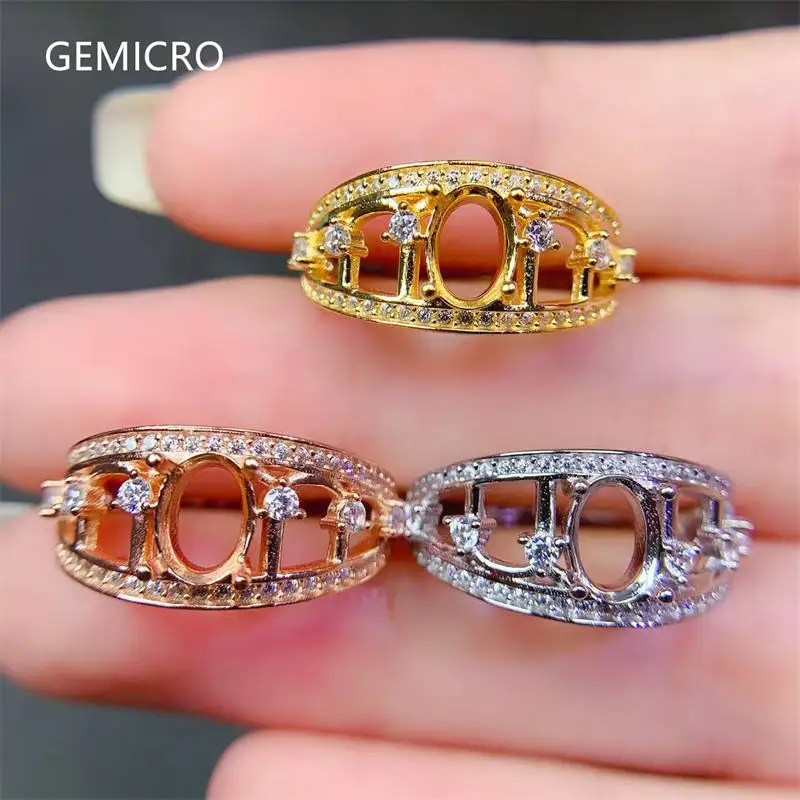 

5x7mm Oval Stone Ring Settings Solid S925 Sterling Silver Butterfly DIY Ring Fine Simple Design Light Luxury 3 Colors