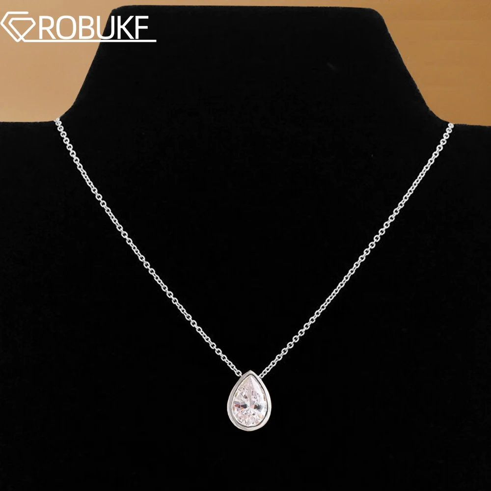 

1-4CT Pear Shape Bezel Set Solitaire Diamond Pendant Moissanite Necklace for Women S925 Silver Teardrop Neck Chain Birthday Gift