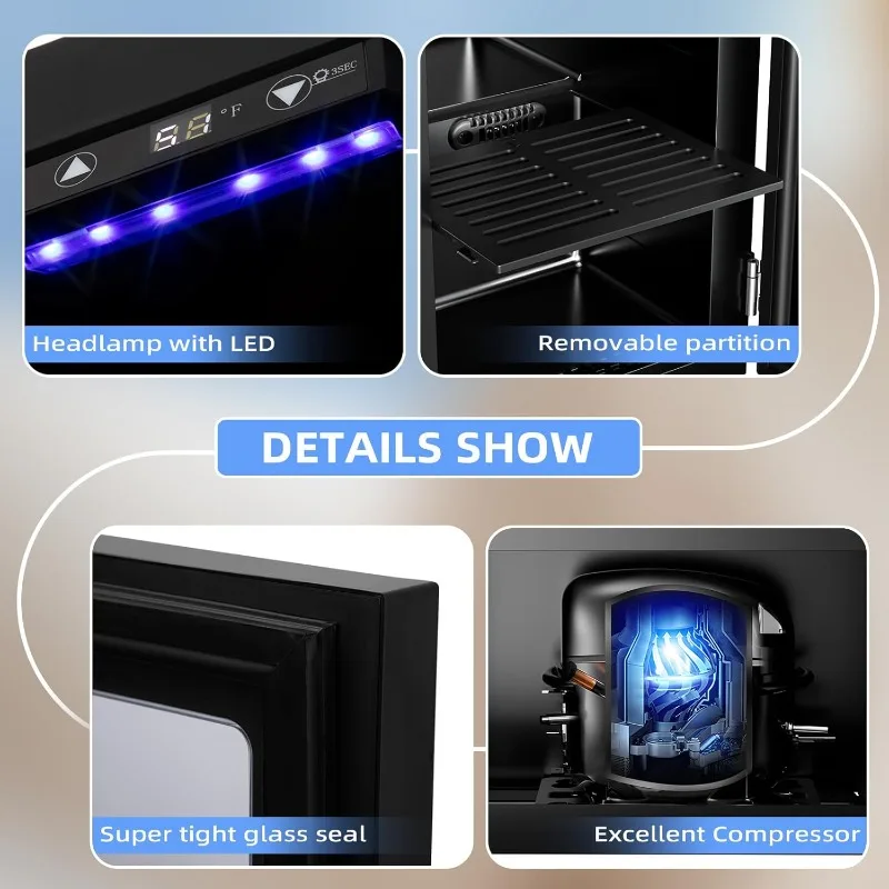 Antarctic Star 0.6Cu. Ft. Freestanding Counter-top Wine Cellar Mini Fridge, 4-Bottle Red Wine Beverage Refrigerator,Portable