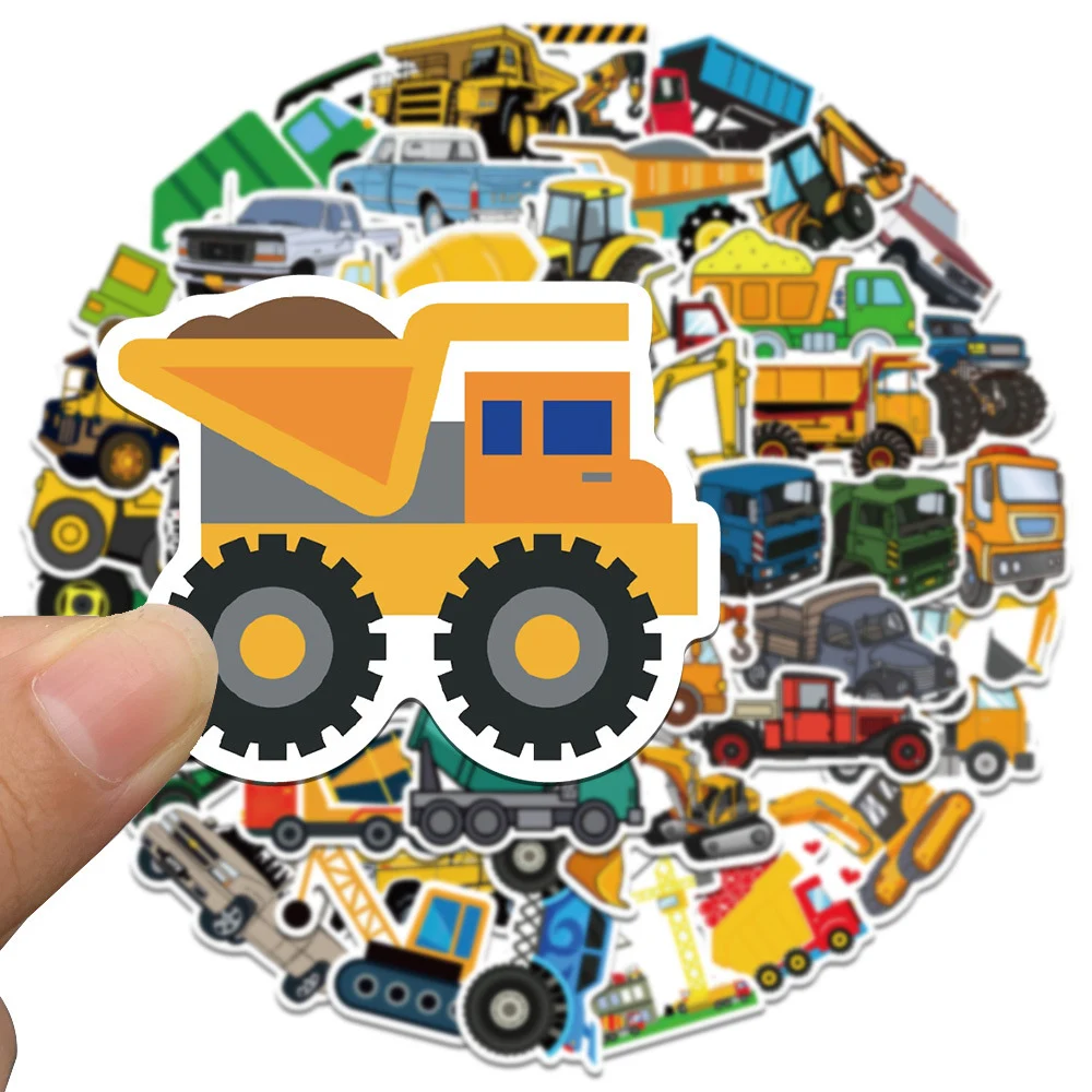 

10/30/50pcs Engineering Transport Cartoon Stickers Truck Excavator Decals DIY Luggage Notebook Laptop Cool Vehicles Sticker Toys