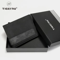 Tigernu-cartera corta de cuero para hombre, monedero pequeño Delgado, tarjetero informal, monedero, Mini bolsa para hombre