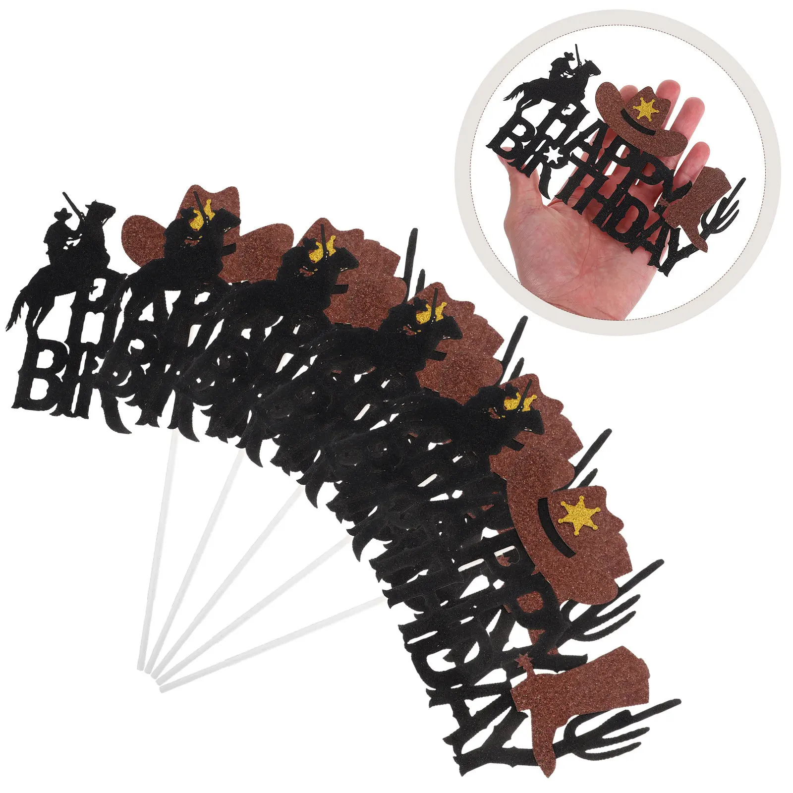 

Набор из 5 украшений для торта в стиле ковбойской вечеринки, декор для дня рождения в стиле Вестерн, топперы для кексов, украшения для торта в стиле Дикого Запада для праздничного оформления