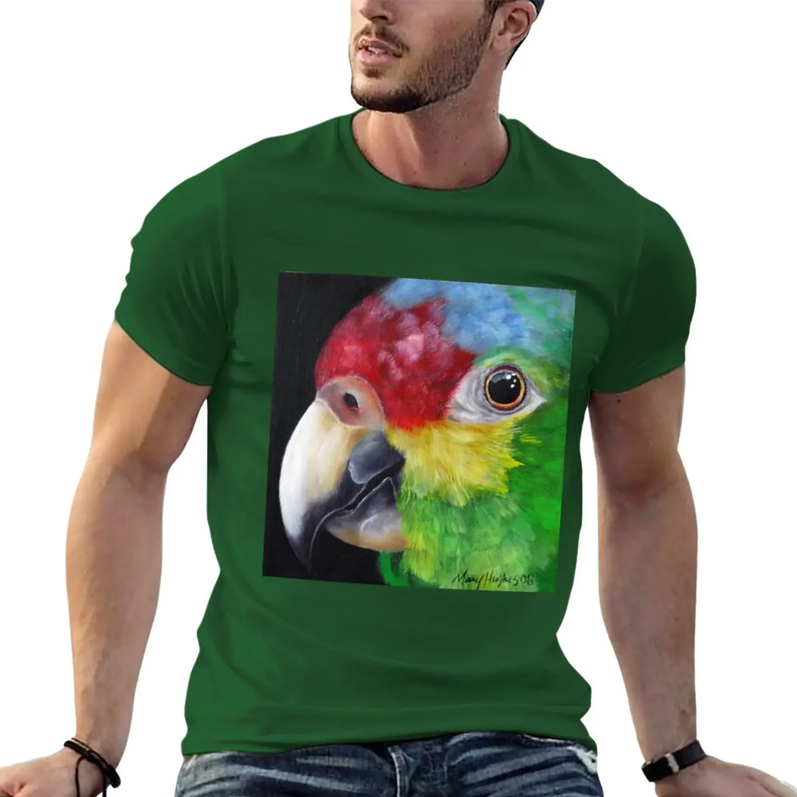 Red-Lored Amazon Parrot T-Shirt Anime funny t shirts Aesthetic clothing anime clothes mens white Round Collar Outfits streetwear