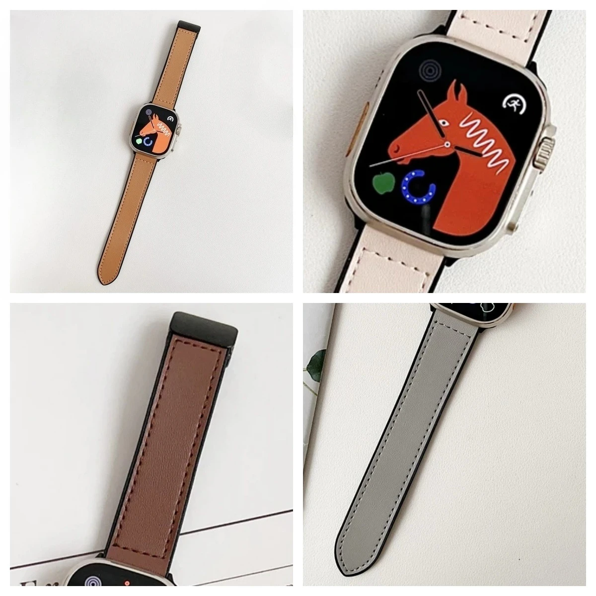 Apple Watch 밴드용 가죽 시계 스트랩 46mm 44mm 49mm 45mm 42mm 40mm 마그네틱 팔찌 iWatch 시리즈 10-Ultra 9-8-7-6-5-4-3-SE