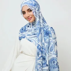 New  Azure Paisley Print Modal Hijab Scarf New Design Scarves Bandana Muslim Shawl Print Headscarf Head Scarfs Women Bufandas