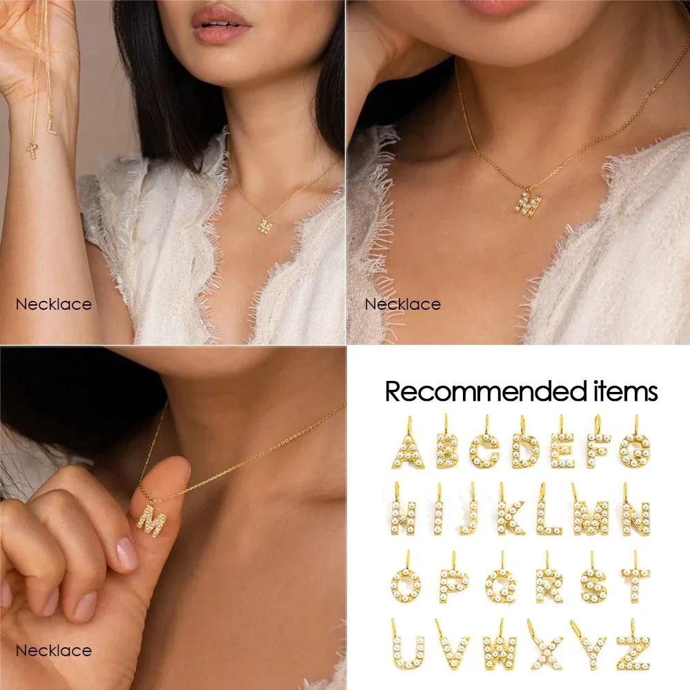 Frauen 10 Stück Kunst perlen Edelstahl Initialen Alphabet Zubehör für Name benutzer definierte Halsketten Trend Damen schmuck Großhandel