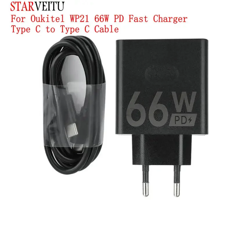 Power Adapter for Oukitel WP21 66W PD Fast Charger Type C To Type C Cable Quick Charging Mobile Phone Accessories