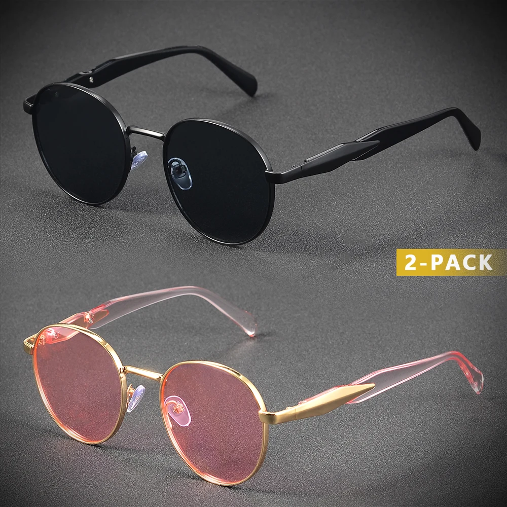 CRIXALIS 2-teilige Damen-Sonnenbrille, Vintage, oval, für Party, Urlaub, Sand, für den Alltag, trendige und modische Sonnenbrille, Schatten, UV400