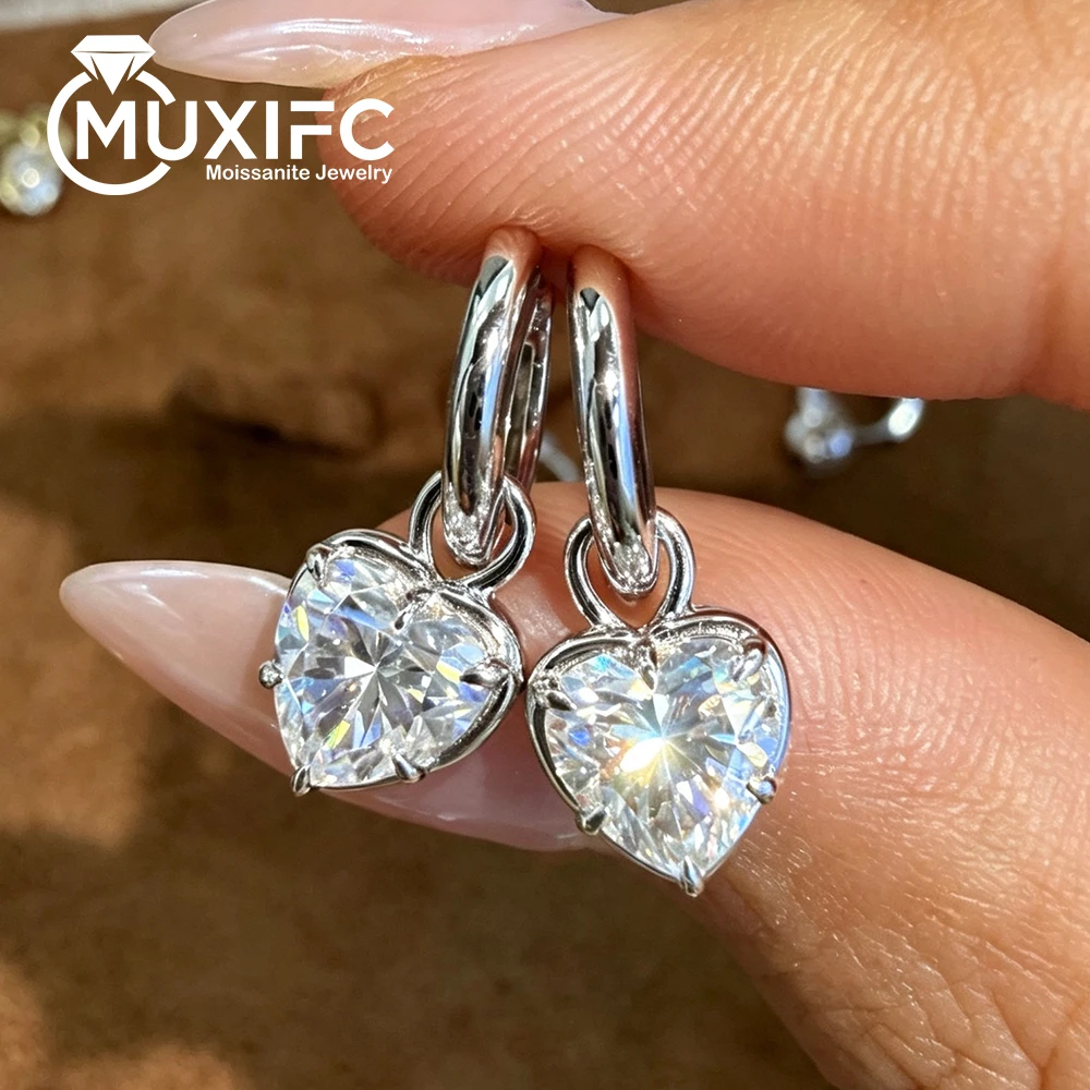 1CT Heart/ Oval/ Pear/ Marquise Moissanite Dangle Drop Earrings for Women S925 Silver Plated 18K Gold Diamond GRA Jewelry Gift