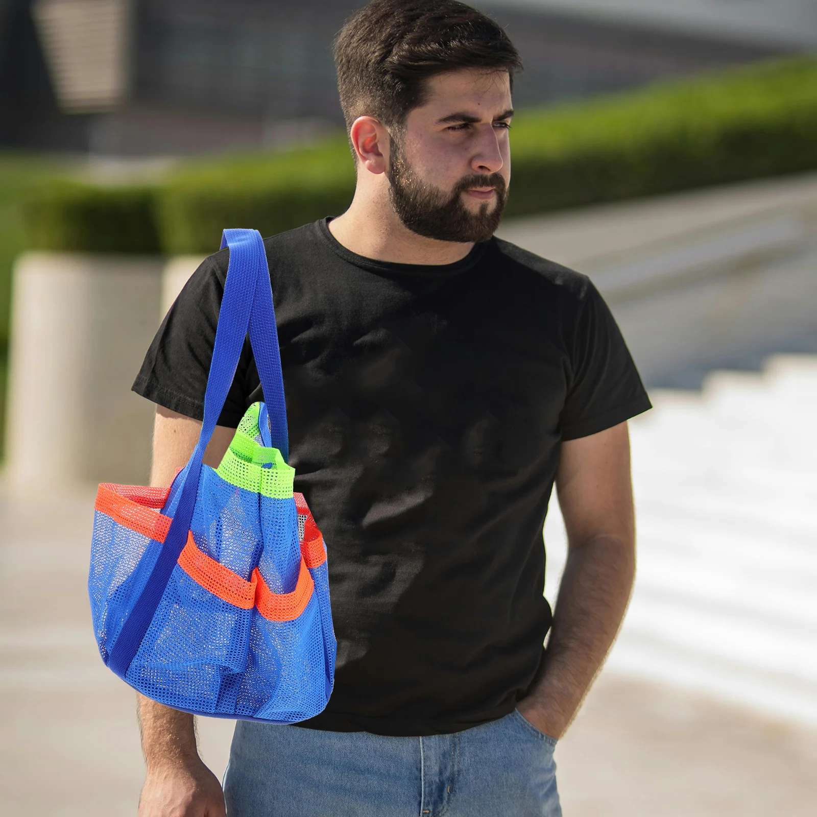 Extra Large Mesh Beach Bag Multiple Pockets Sandproof Waterproof Tote for Swimming Pool Travel Essentials