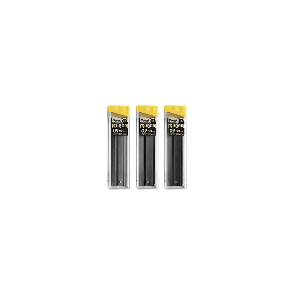 سوبر هاي بوليمر HB الرصاص الملء 0.9 مللي متر 30 قطعة لكل أنبوب 3-حزمة الصناعة القياسية قوية كسر مقاومة الرسم صياغة