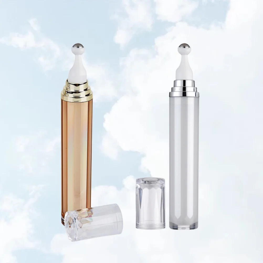 

2Pcs Eye Cream Roller Bottles 20ml Leakproof Essential Oil Roll-on Container Travel Bottles Golden White