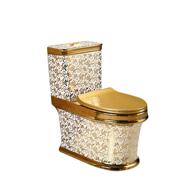 

Cheap Price Bathroom Sanitary Ware Siphonic closet Ceramic gold One Piece Wc Toilets S-Trap toilet bowl