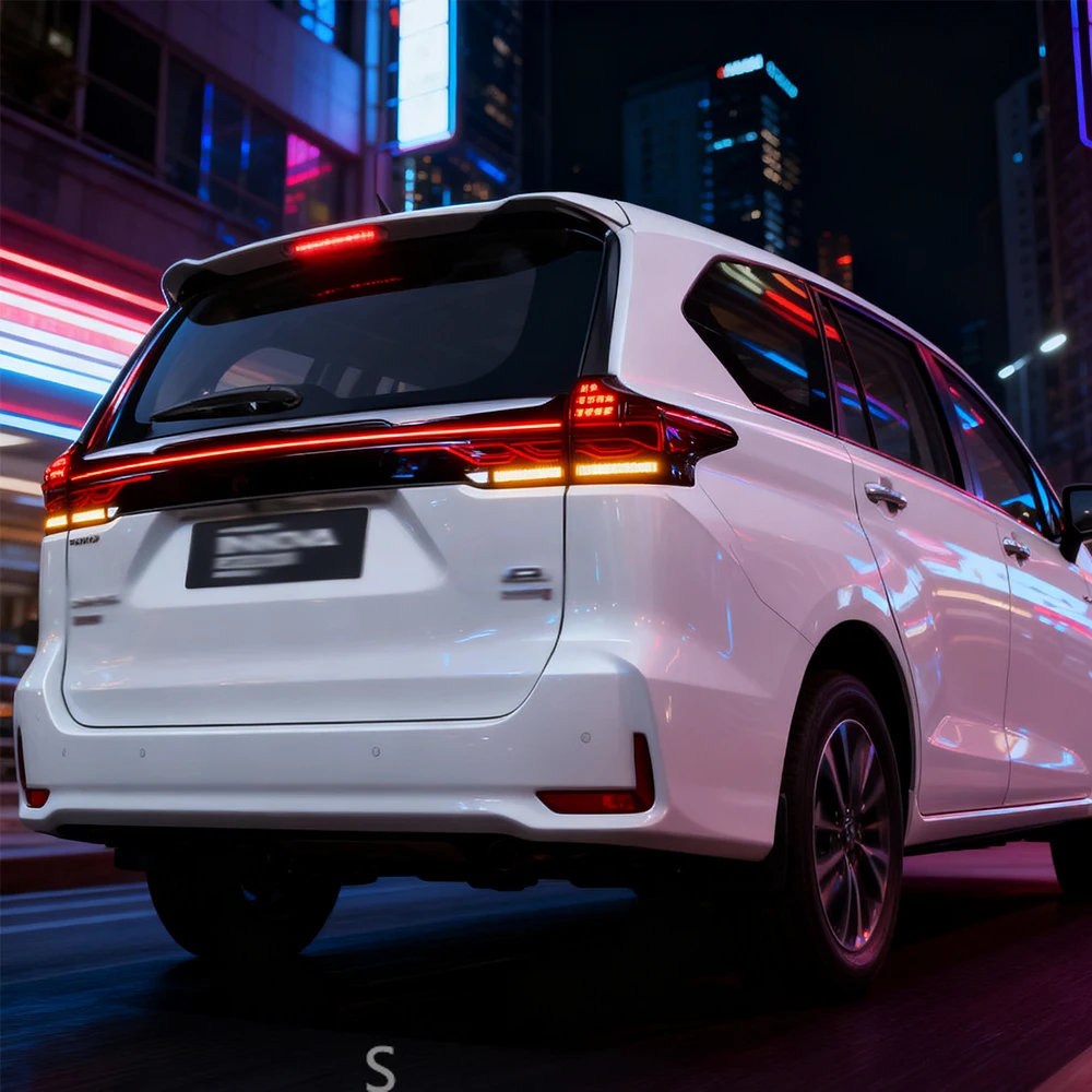 For Tail light assembly upgrade the 2023 Toyota Innova Zenix, with brand new LED through tail lights featuring startup animation