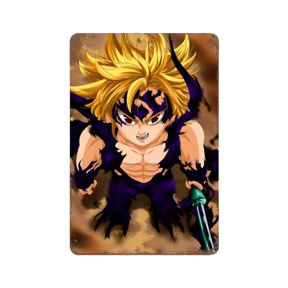 ملصق ديكور أنيمي الخطايا السبع المميتة ، لافتة معدنية قصدير عتيقة ، لوحة زخرفية للحانة ، بار ، كهف رجل ، ديكور حائط النادي #5