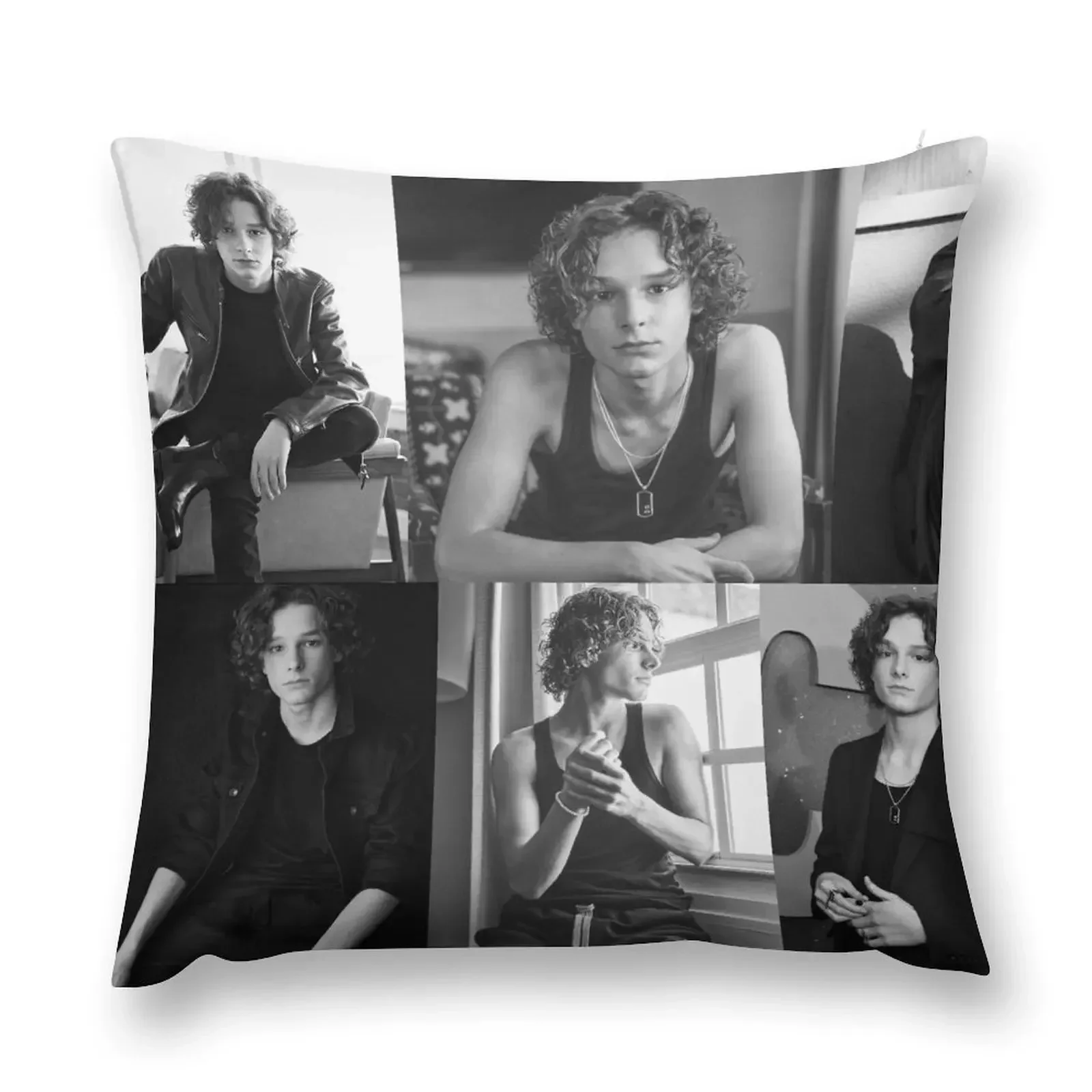 Black and White Mason Thames Collage Throw Pillow Pillow Cover Pillow Cases