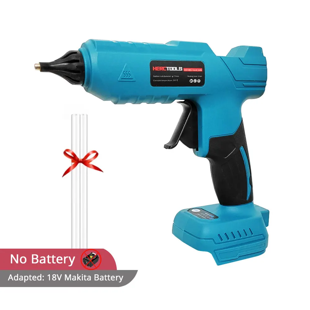 

Pistola Pegamento Caliente Inalámbrica 100W para Batería Makita 18V/21V, Precalentamiento Rápido, con 2 Barras Pegam