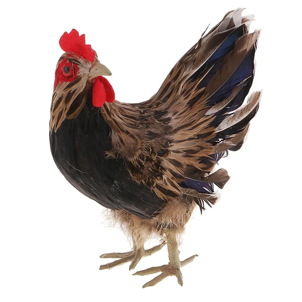 Figura de Animal de la vida de la Granja Modelo de gallina ligera, decoración, PVC + pluma, 9"