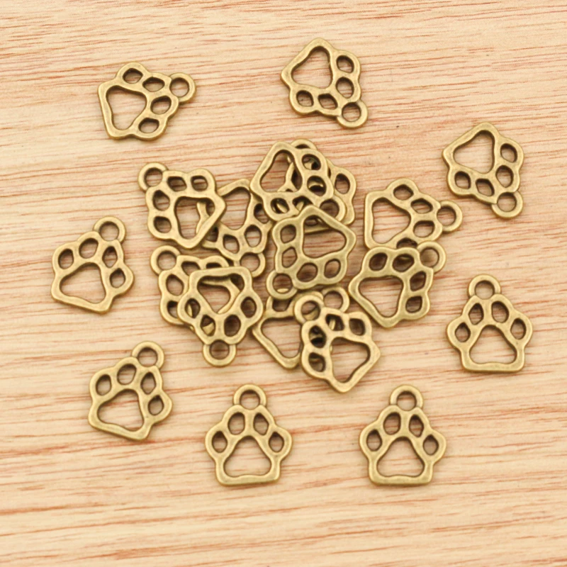 20pcs 13x11mm Charms dog paw Tibetan Silver Plated Pendants Antique Jewelry Making DIY Handmade Craft