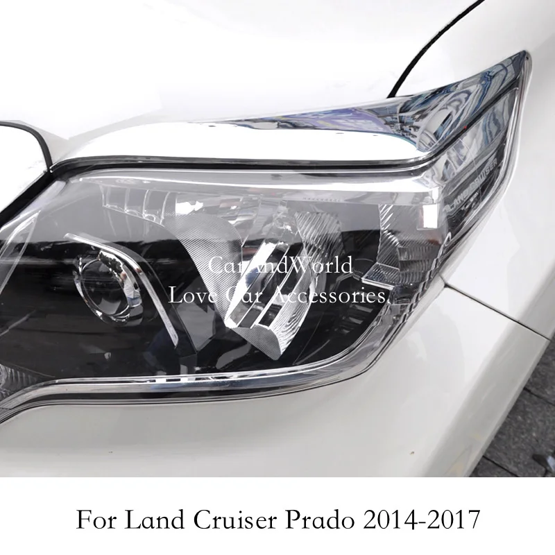 

Car Headlights Eyebrow Patch Trims Head Light Frame Decorative Strips Cover Chrome Accessories For Toyota Prado FJ 150 2014-2017