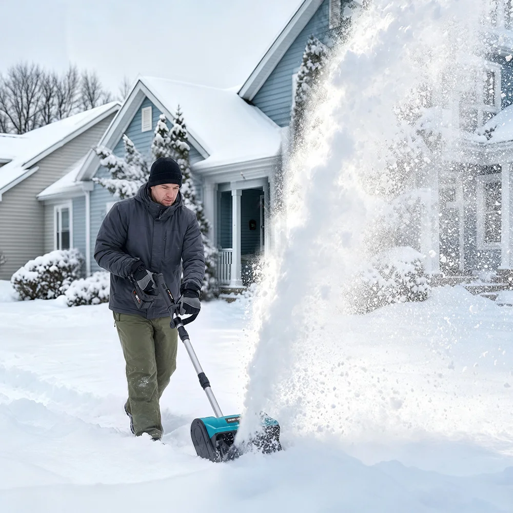 ONEVAN 3000W 300mm Brushless Electric Snow Plow Cordless Snow Sweeper Shovel Clean Street Courtyard For Makita 18V Battery Pin