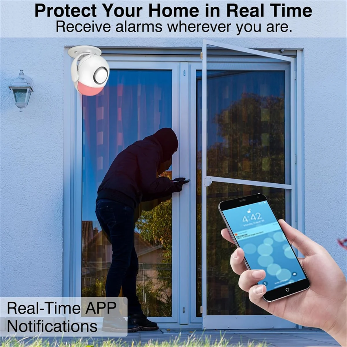 

ATS-WiFi Smart Motion Sensor Alarms System Motion Detector Outdoor Weatherproof Wireless Infrared Security Motion