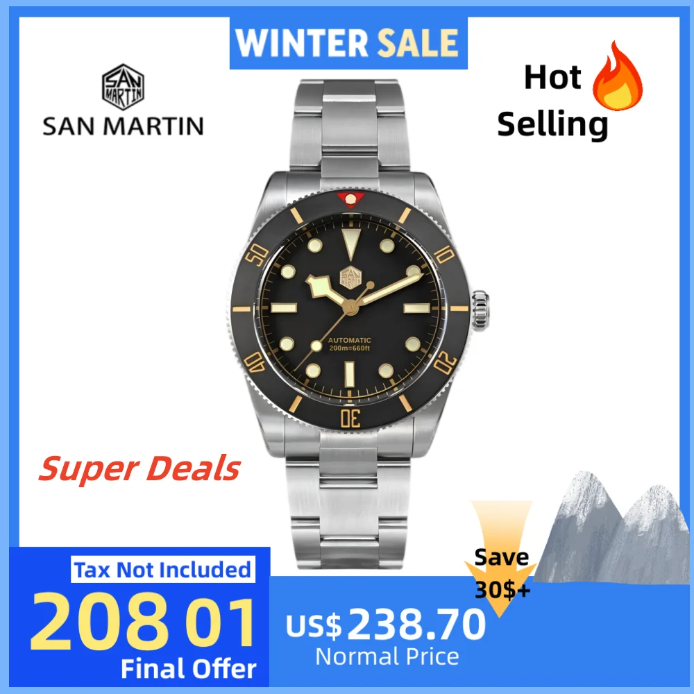 

San Martin 37 мм матовый безель NH35 BB54 Винтажные часы для дайвинга для мужчин с автоматической быстрой регулировкой C3 BGW-X1 Lume 20ATM Reloj SN0138
