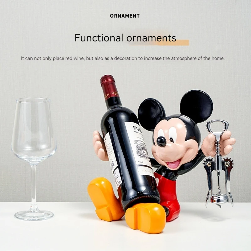 

Disney Mickey Anime Mouse Statue Wine Rack Cartoon Kawaii Figure Resin Sculpture Trendy Room Decor Ornament Christmas Day Gift