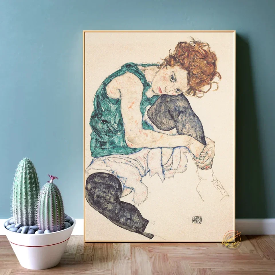 1pc frameless Egon Schiele Poster Body Color Sketch Figure Poster Wall Art Canvas Painting Modular Wall Pictures For Living Room