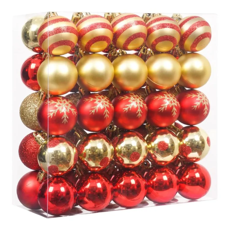 Paquete de 50 Bolas de Navidad Rojas y Doradas, Adornos Colgantes para Árbol de Navidad, Decoración Navideña para el Hogar, Regalos de Año Nuevo 2026