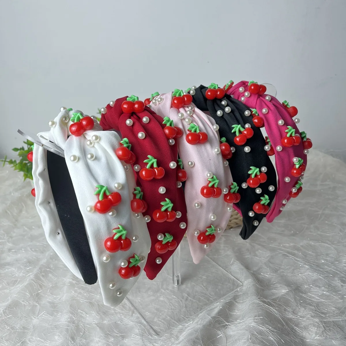 

Korean Fashion Fabric Wide Edge Fruit Pattern Printed Knotted Headband