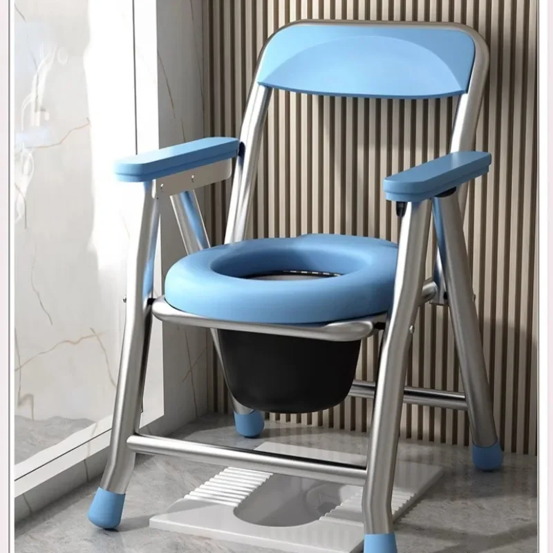 Toilet Chair for The Elderly Adjustable Bedside Commode Toilet with Armrests Odor-Proof Sliding Bucket Transfer Chair Bath Chair