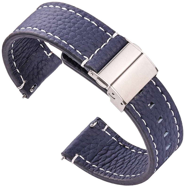 Echtleder-Uhrenarmbänder für Samsung Galaxy Watch 3 4 5 Armband Damen Herren 18 mm 20 mm 22 mm 24 mm Handgelenkband Faltschließe
