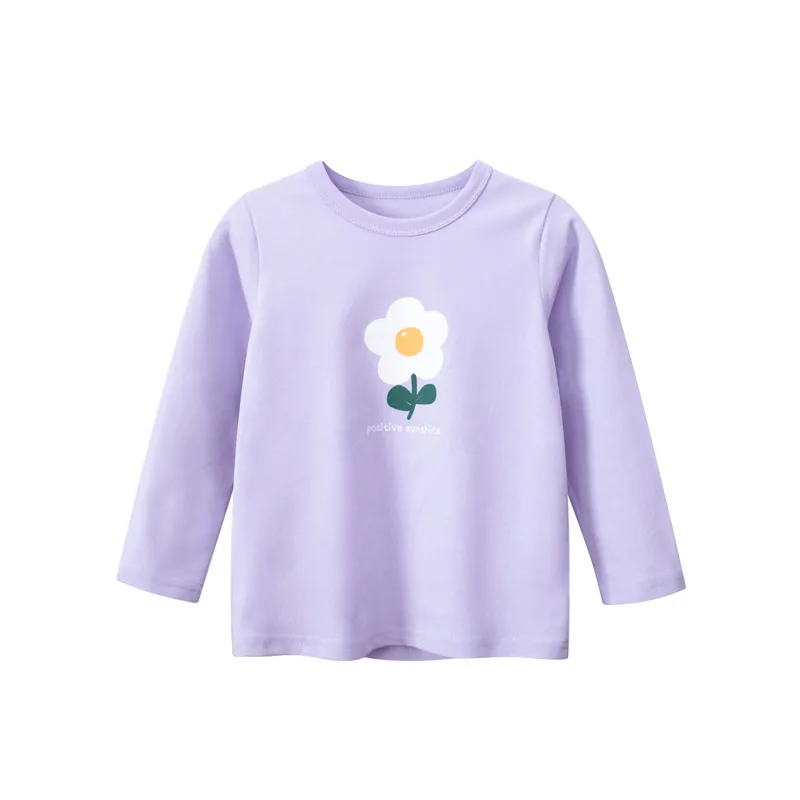 2-8T Infant Flower Girls T Shirt Toddler Kid Baby Girl Clothes Autumn Winter Top Cotton Floral Tshirt Childrens Loose Tee Outfit