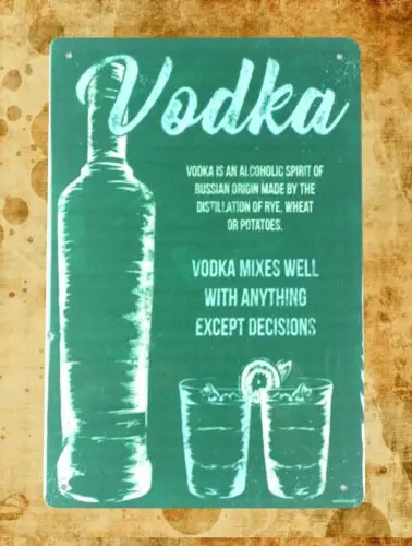vodka drink pub bar tin metal sign retro garage decor sign