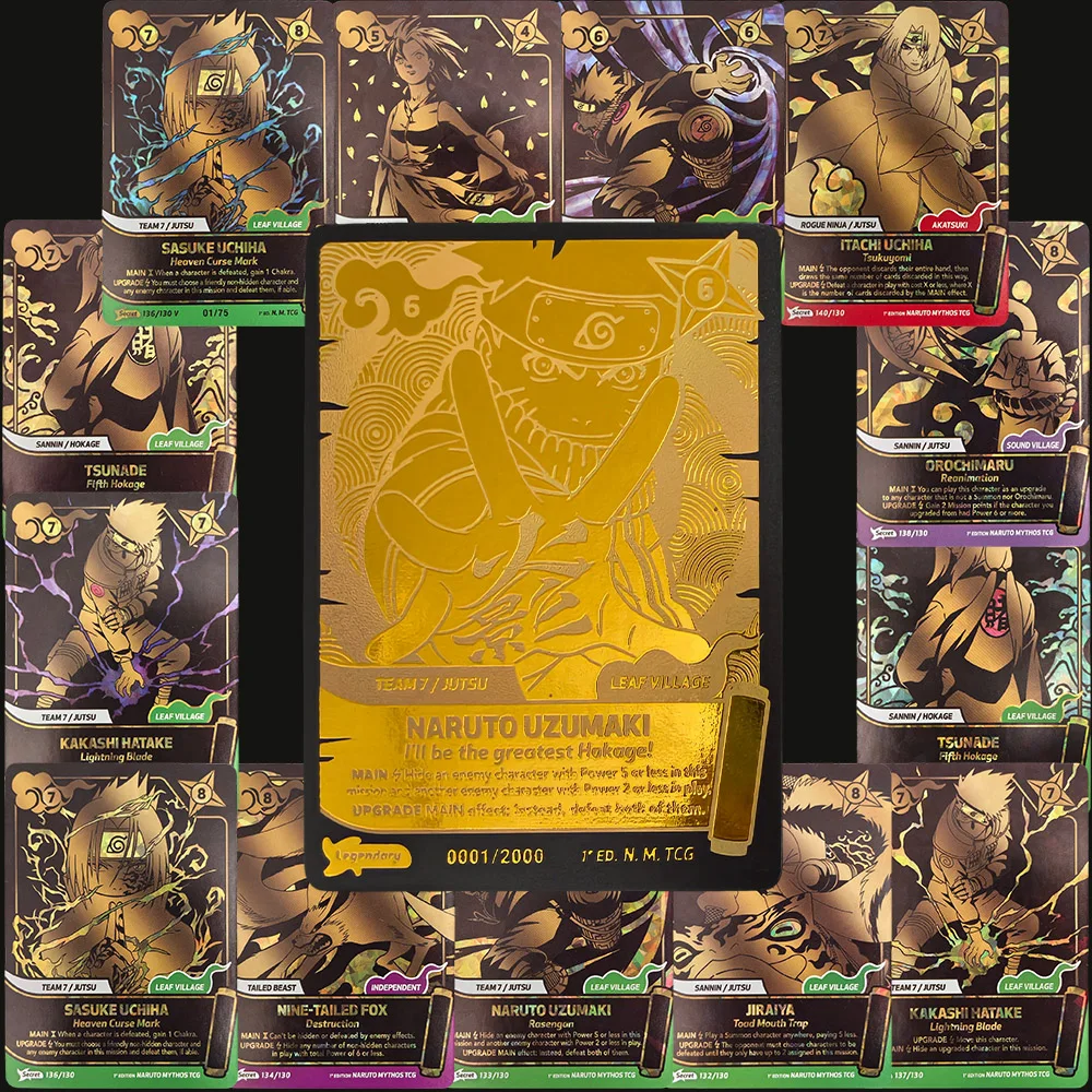 

Self-made Proxy Naruto English Uzumaki Tsunade Nine-Tailed Fox Sasuke Jiraiya Uchiha Haruno Anime Game Collection Card Toy