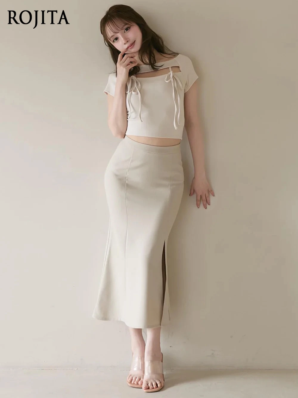 

Sexy Chest Hollow Straps Slim Short T-shirt Women 2025 Summer New Round Neck Short Sleeve Short Top Sweet Pink T-shirts