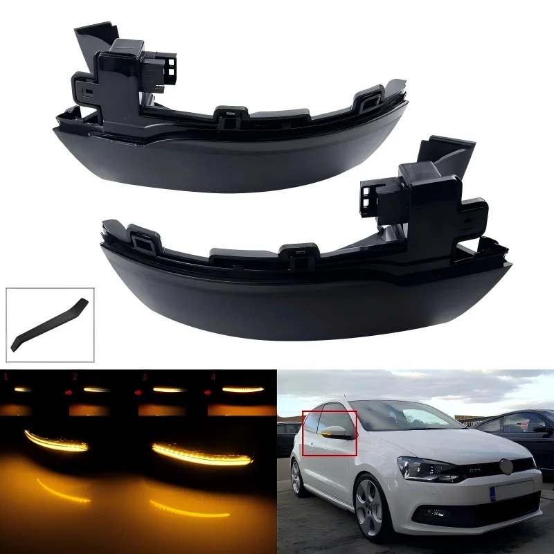 Car Rear View Mirror Turn Signal Light Auto Lamp Parts For VW Polo 2009‑2017 Replacement Part