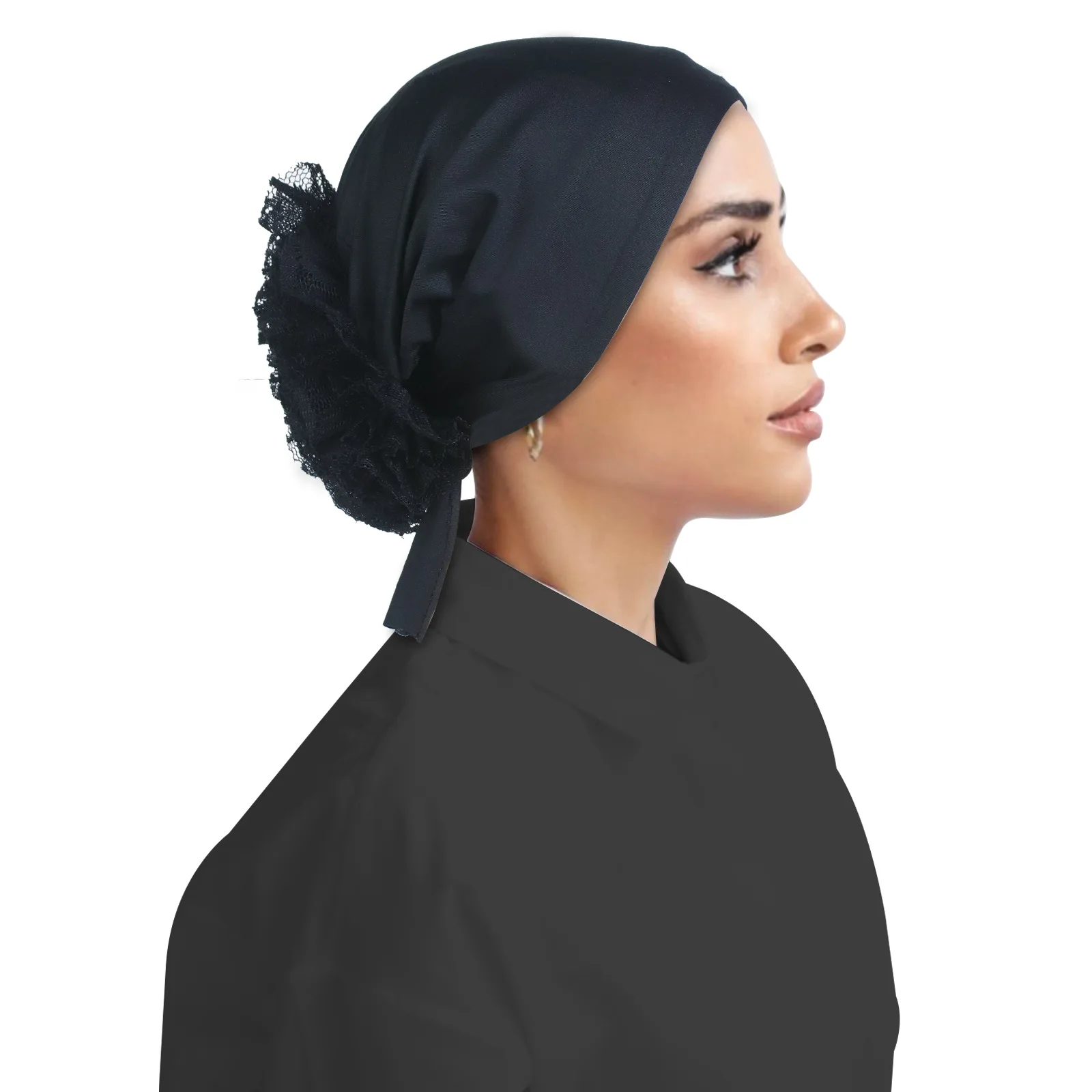 

Muslim Underscarf Hijab Cap Lace Flower Volumizer Scrunchie Islamic Turban Headwear Female Bonnet Beanies Bandage Turbante Mujer