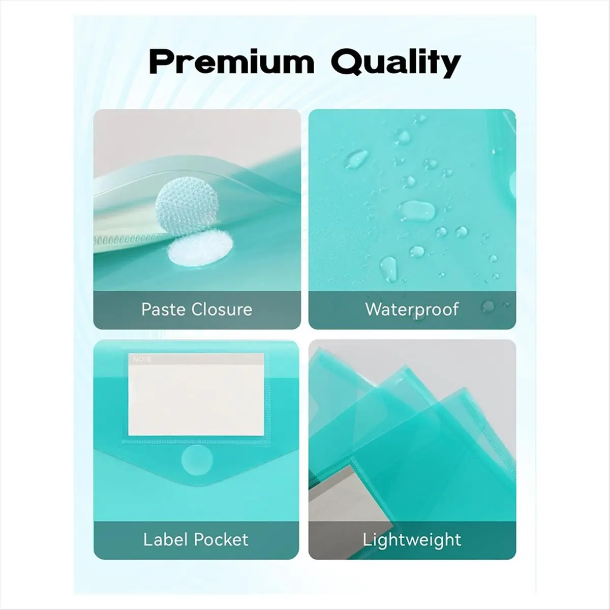ABJS 10 Pack File Folders, 11 Ring Plastic Envelopes, Clear Folder for Documents with Label, 3 Ring Binder Pocket Organizer